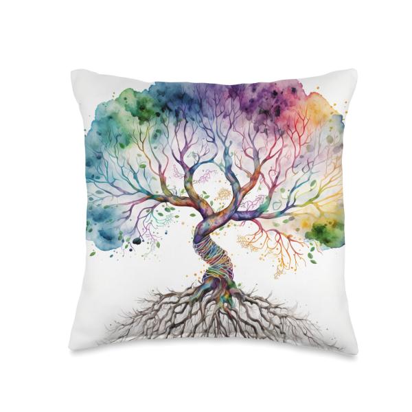 Tree Yoga Tree of Life Yoga Throw Pillow, 16x16