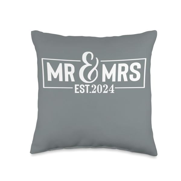 Wedding Heirat Braut Ehemann Ehefrau Mann und Frau Wedding Mrs Est 2024 Bridal Gift Bride Marriage Throw Pillow, 16x16