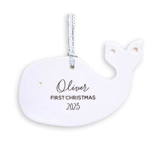 Whale Ornament, Personalized Baby's First Christmas Ornament, Baby, My First Christmas, New Baby Gift