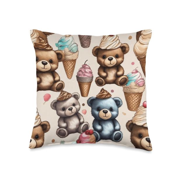 Teddy Archives - Stuffed Bears Among Us Graphics Cute Frozen Yogurt n Teddy Pattern Stuffed Bear Adorable Throw Pillow, 16x16