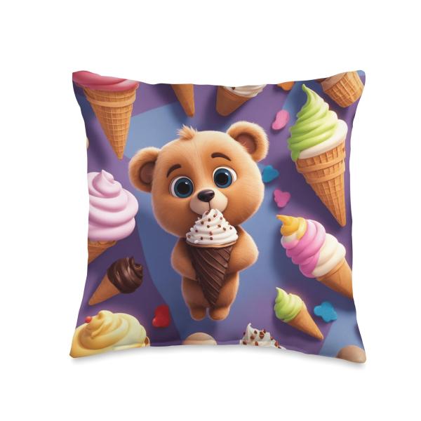 Teddy Archives - Stuffed Bears Among Us Graphics Adorable Plush Teddy Stuffed Bear Frozen Yogurt Sweet Cute Throw Pillow, 16x16