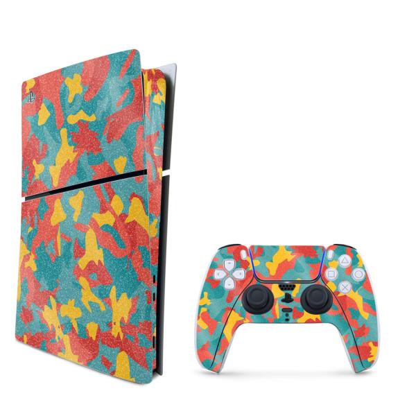 MightySkins Playstation 5 Slim Digital Edition 用グリッタースキン「Wild Horses」保護デカールラップ 着脱簡単