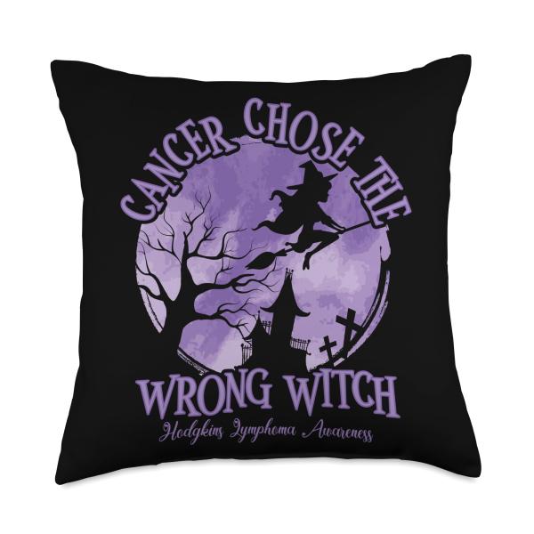 Cancer Chose The Wrong Witch Violet Hodgkins Lymphoma Throw Pillow
