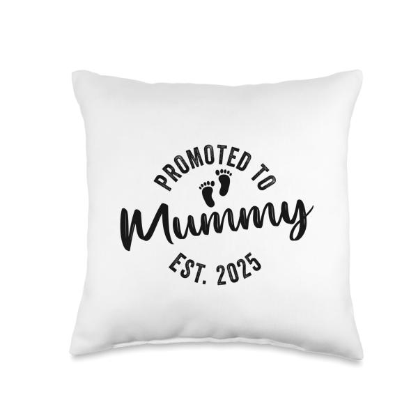 Promoted To Daddy and Mommy 2025 Promoted to Mummy 2025 Throw Pillow, 16x16
