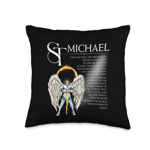 St. Michael The Archangel Prayer Catholic Saint Religious Throw Pillow