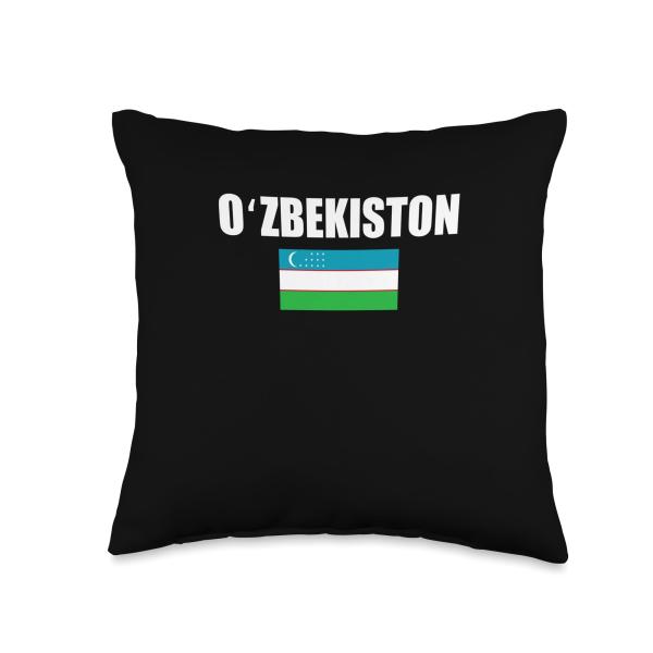 Uzbekiston Respublikasi Flag for real Patriots Uzbekistan Throw Pillow, 16x16