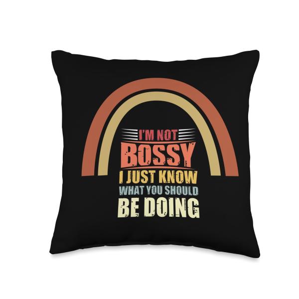Boss T Shirts For Men Boss Tshirts For Women Bossy Funny Lady Best Men Boss para Hombre Kids Bossy Throw Pillow, 16x16