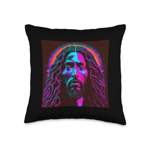 Black Jesus Religious African American Shirts Throw Pillow