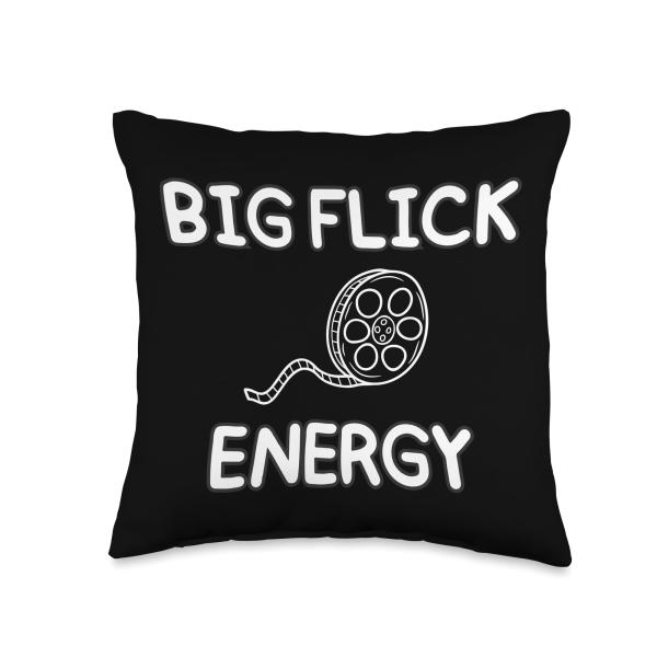 Big Flick Energy Film Maker Movie Apparel Big Flick Energy Funny Film Movie Lover Director Producer Throw Pillow, 16x16