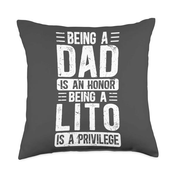 Proud Lito Grandpa On Father's Day Grandpa Lito Grandfather Throw Pillow, 18x18