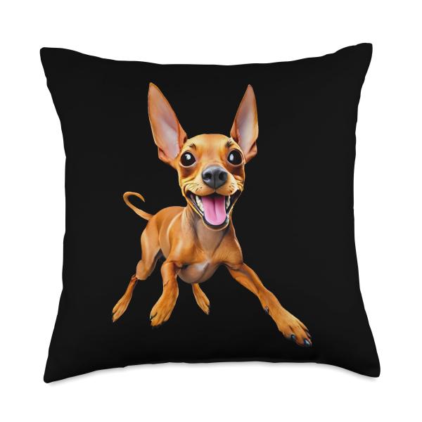 Minpin miniature pinscher min pin puppy dog dad mom kids pet Throw Pillow