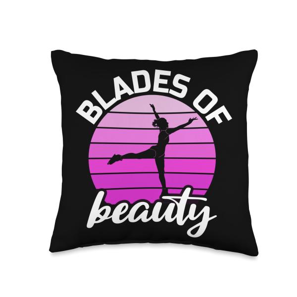 Figure Skating Gifts Outfits For Ice Skaters Skater Figure Skating Association Club Sport Girl Ice Throw Pillow, 16x16