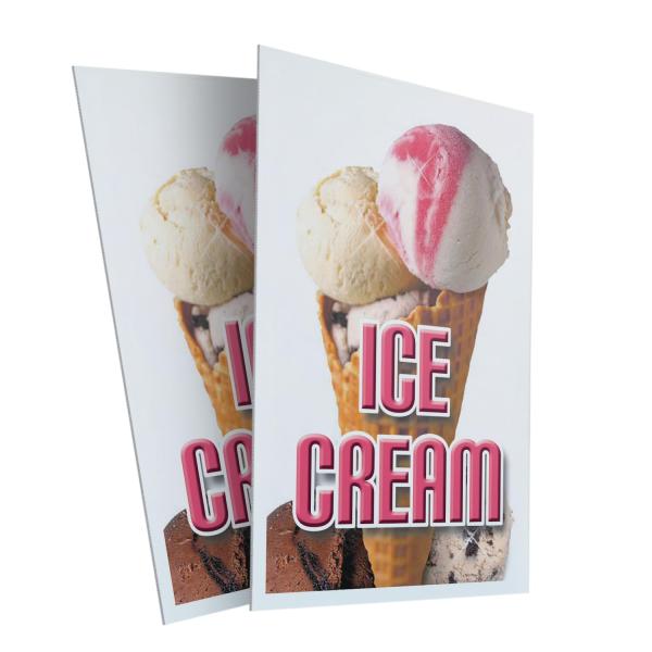 Ice Cream Old (2-Pack) 24" x 36" Plastic Signs | Sign Insert 4mm Corrugated Plastic Signs Storefront Window Poster