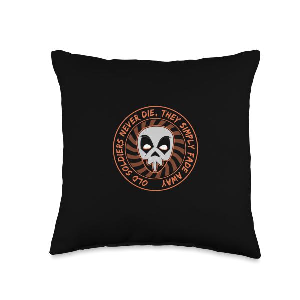 Poison Design Skull and Death Old Soldiers Never die They Simply Fade Away Throw Pillow, 16x16