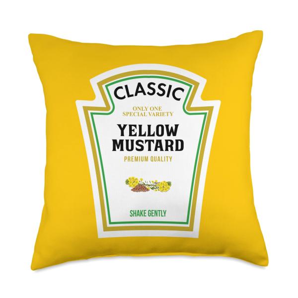 Yellow Mustard Lazy Halloween Costume Condiment Honey Bottle Throw Pillow