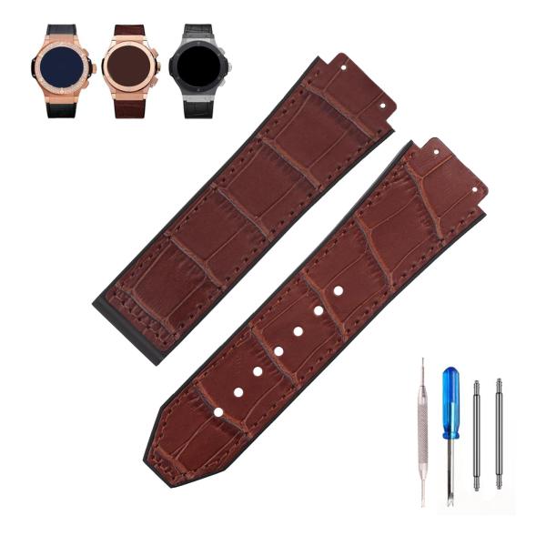 MMBAY Big Bang Leather 25mm Watch Bands Replacement Fit for Hublot Big Bang 19mm*25mm*22mm Watch Strap Wirstband Bracelet For Men and Women(without me