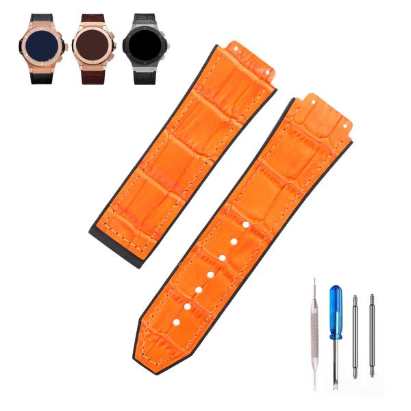 MMBAY Big Bang Leather 25mm Watch Bands Replacement Fit for Hublot Big Bang 19mm*25mm*22mm Watch Strap Wirstband Bracelet For Men and Women(without me