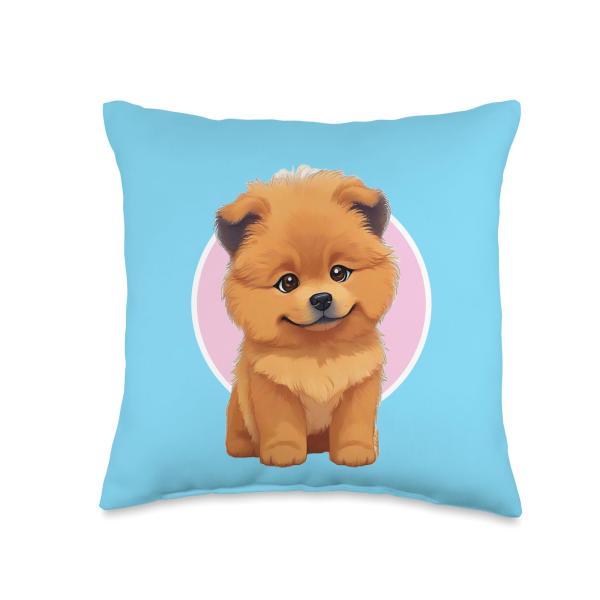 Chow-Chow Hound Dog lovely sweet Dog Cartoon Hund Cute Happy Chow Puppy Cartoon Dog to Fall in Love Throw Pillow, 16x16