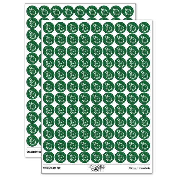 Pocket Watch 200+ Round Stickers - Gloss Finish - 0.50" Size - Dark Green