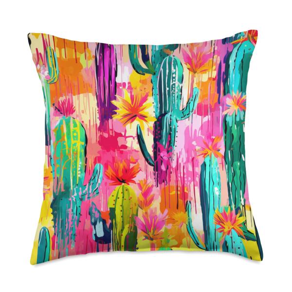 Perfect Symphony of Colors In A Cactus Wonderland Perfect Symphony of Colors in The Nature Cactus Wonderland Throw Pillow, 18x18