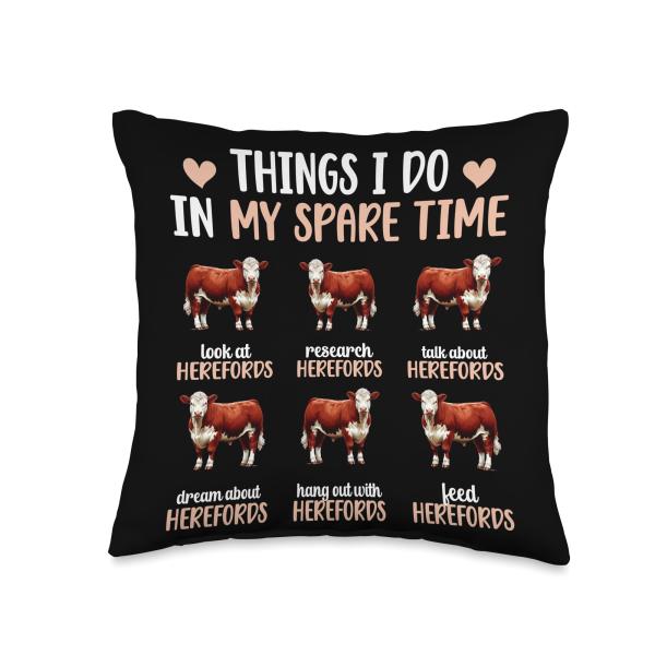 Things I Do Hereford Cow Lover Hereford Cows Throw Pillow