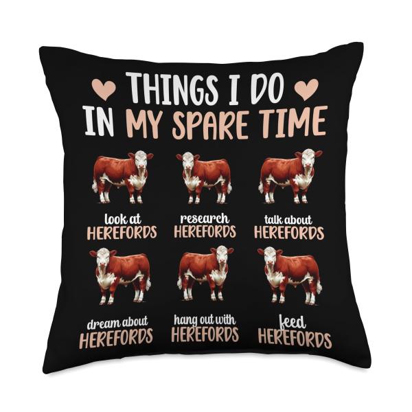 Things I Do Hereford Cow Lover Hereford Cows Throw Pillow