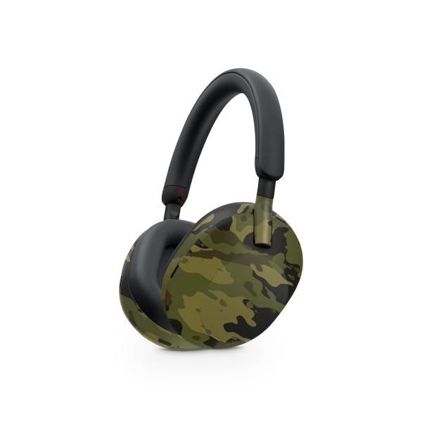 MightySkins Sony WH-1000XM5 ヘッドフォン用ビニールスキン「Green Camouflage」保護デカールラップ 着脱簡単