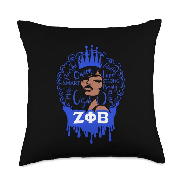 Zeta Phi Beta Sorority Paraphernalia, Zeta Black Girl Pride Throw Pillow