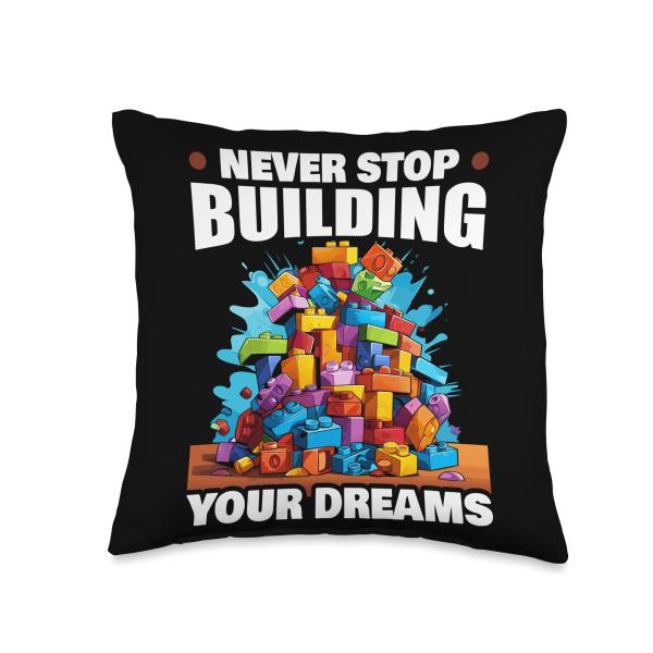 Master Builder Brick Block Building Play Toys Throw Pillow