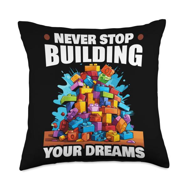 Master Builder Brick Block Building Play Toys Throw Pillow