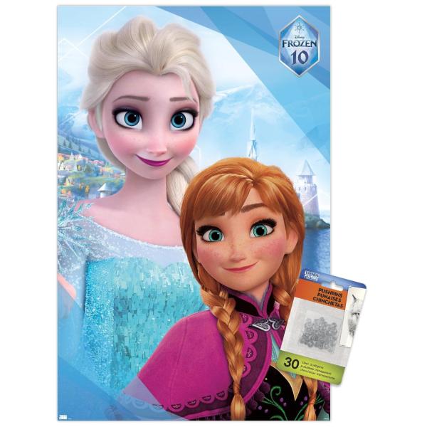 Trends International Disney Frozen - Sisters 10th Anniversary Wall Poster with Push Pins