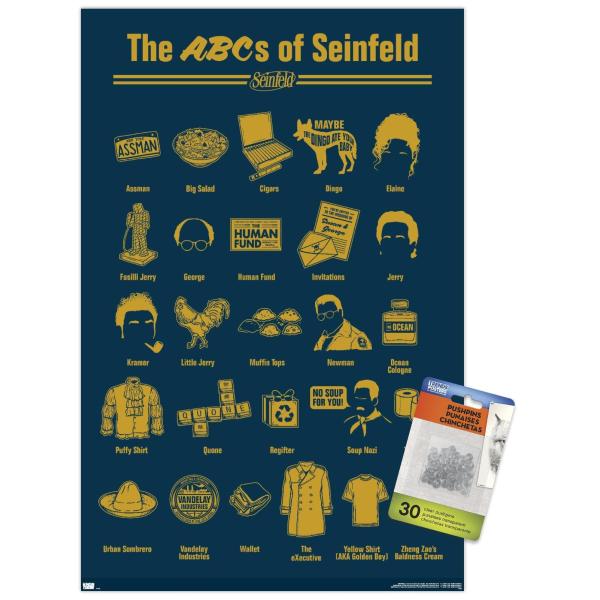 Trends International Seinfeld - ABCs of Seinfeld Wall Poster with Push Pins