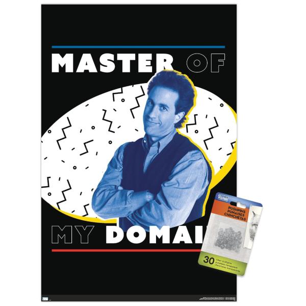 Trends International Seinfeld - Master of My Domain Wall Poster, 14.72" x 22.37", Premium Poster ＆ Push Pin Bundle