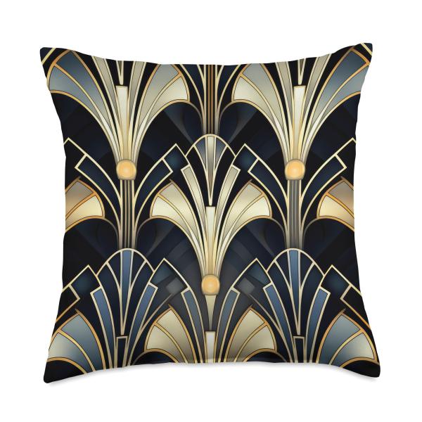 Retro Vintage twenties 1920's style glamorous black Throw Pillow