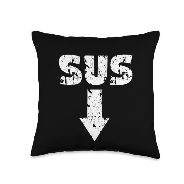 Sus ＆ Arrow IDK Bro You Kinda Sus Vintage Retro Gaming Meme Throw Pillow