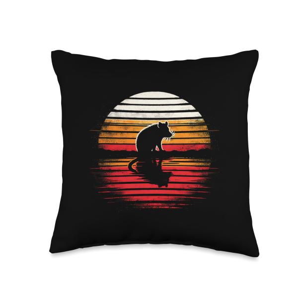 Tasmanian Devil Sunset Retro Style Safari Vintage 70s Throw Pillow