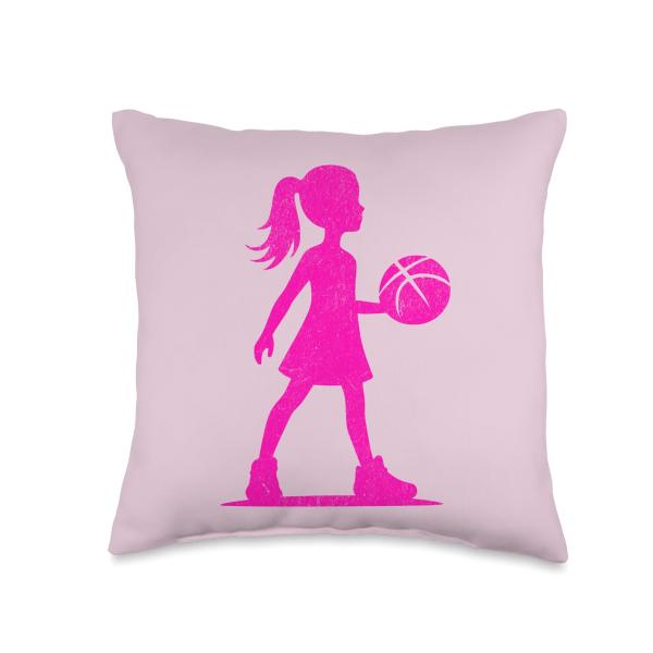Power Pink Future Pro Kids Winner Girls Basketball Throw Pillow