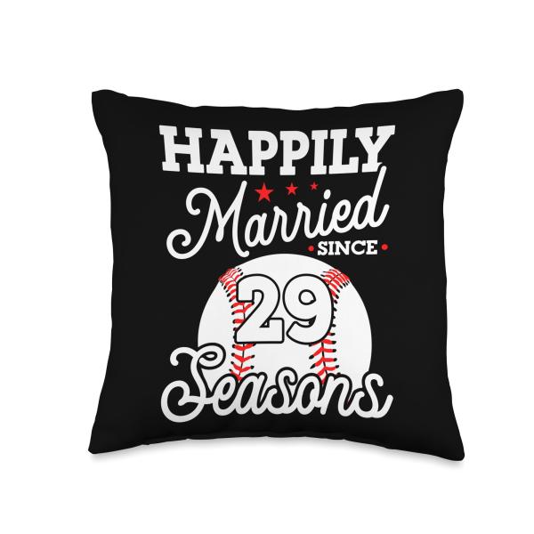 29th Wedding Anniversary Baseball Husband Wife 29 Years Throw Pillow