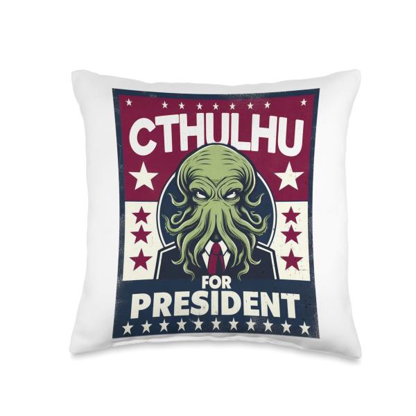 Funny Why Choose The Lesser Evil Cthulhu for President 2024 Throw Pillow