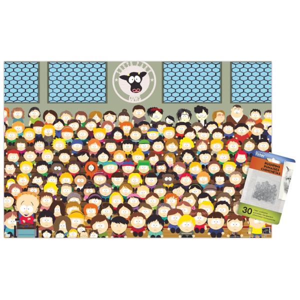 Trends International South Park - School Wall Poster, 14.72" x 22.37", Premium Poster ＆ Push Pin Bundle