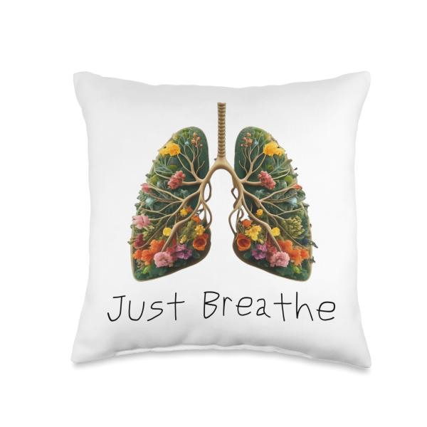 Just Breathe, plant lungs Throw Pillow