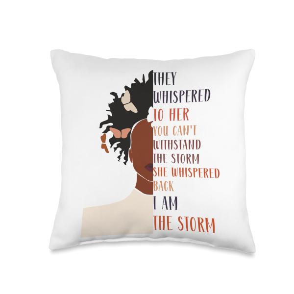 Black History Girl Women African American I Am The Storm Throw Pillow