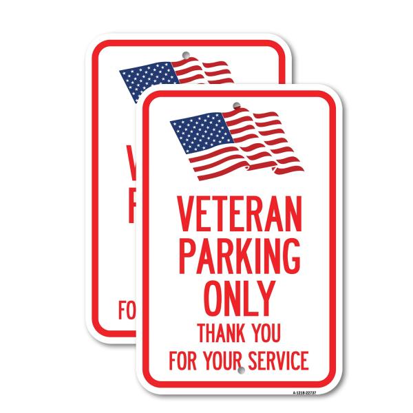 (2パック) Veteran Parking Only Thank You for Your Service | 18インチ x 24インチ アルミニウム製駐車標識 | ヘビーゲージ、錆びない金属、耐候性、UV保護＆