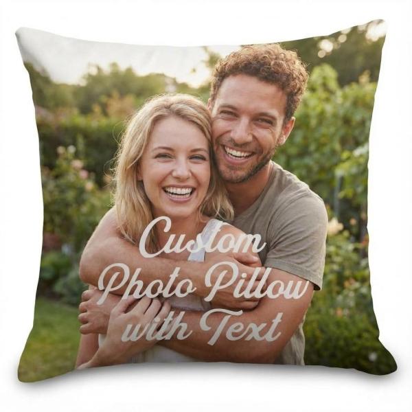 CanvasChamp Custom Pillow with Picture ＆ Text Pack 1 - Personalized Throw Pillow with Optional Insert, Unique Gift for Valentines Day, Anniversary, B
