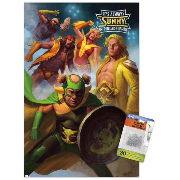 Trends International It's Always Sunny in Philadelphia - Season 14 One Sheet Wall Poster with Push Pins