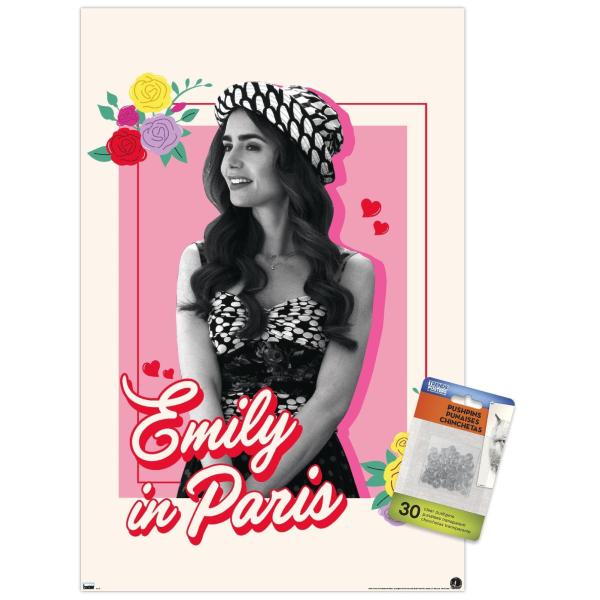Trends International Emily In Paris - Flowers Wall Poster, 14.72" x 22.37", Premium Poster ＆ Push Pin Bundle