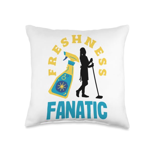 Freshness Fanatic Bucket of Clean Hygiene Love Graphic Throw Pillow