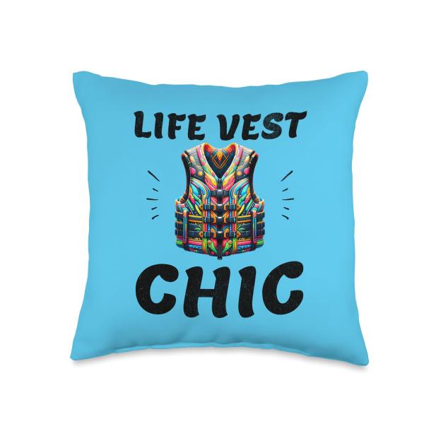 Chic Muster Drill Style: Fashion-Forward Life Vest Look Throw Pillow