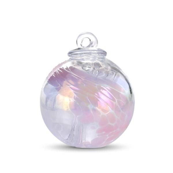 Witch Ball Hand Blown Art Glass by Iron Art Glass Designs Sprite Size (3 Inch diameter) Beautiful Blown Glass Colors (Light Pink/White)