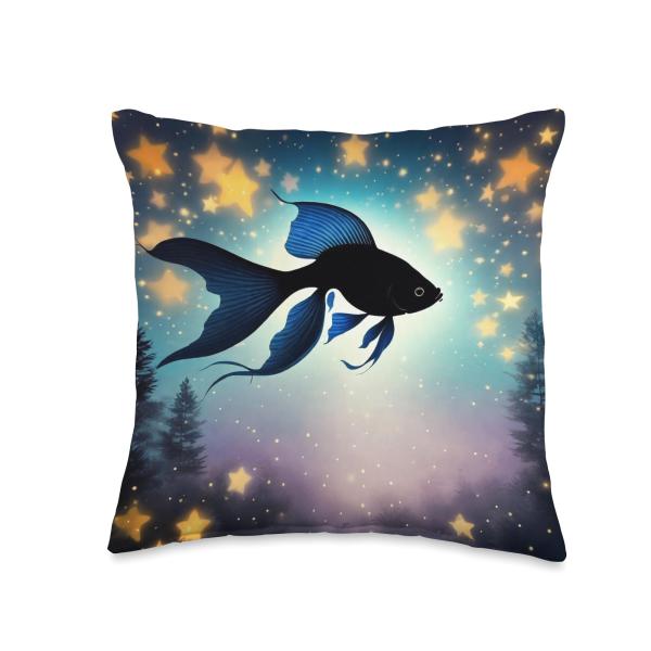 Surreal Fish Aquarium Hobbyist Goldfish Betta Fish Novelty Throw Pillow